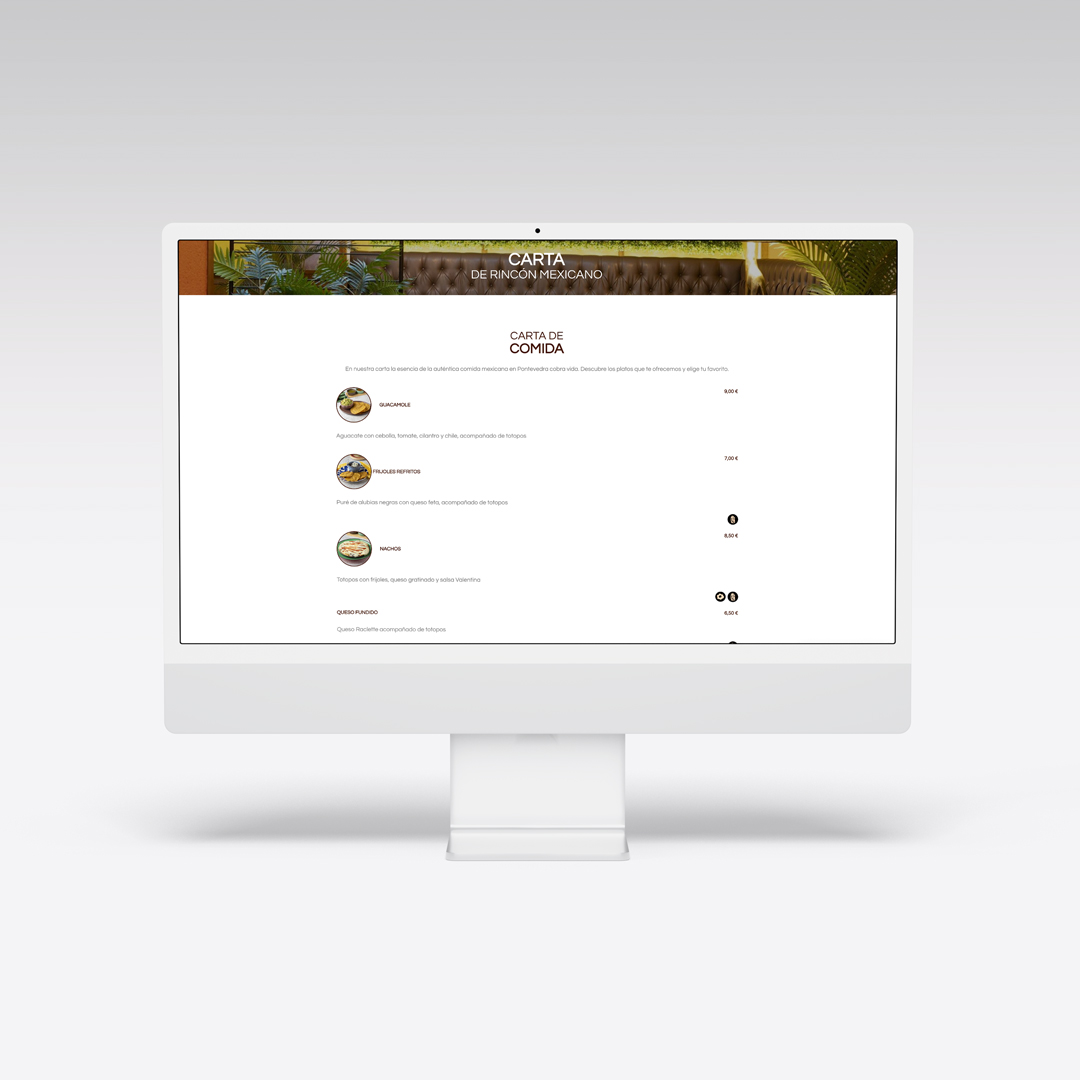 Web para El Rincón Mexicano - Agarimo Comunicación
